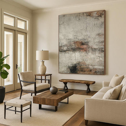 Gray - White - Brown Textured Art for Rustic Restaurant & Art - Themed Hotel DLZ1864