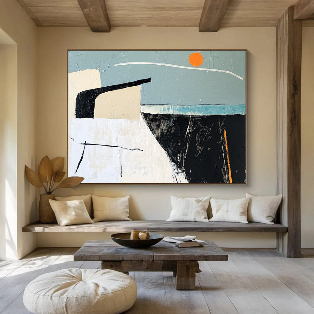 Minimalist Abstract Sunset Art for Coastal Home & Modern Gallery SC388