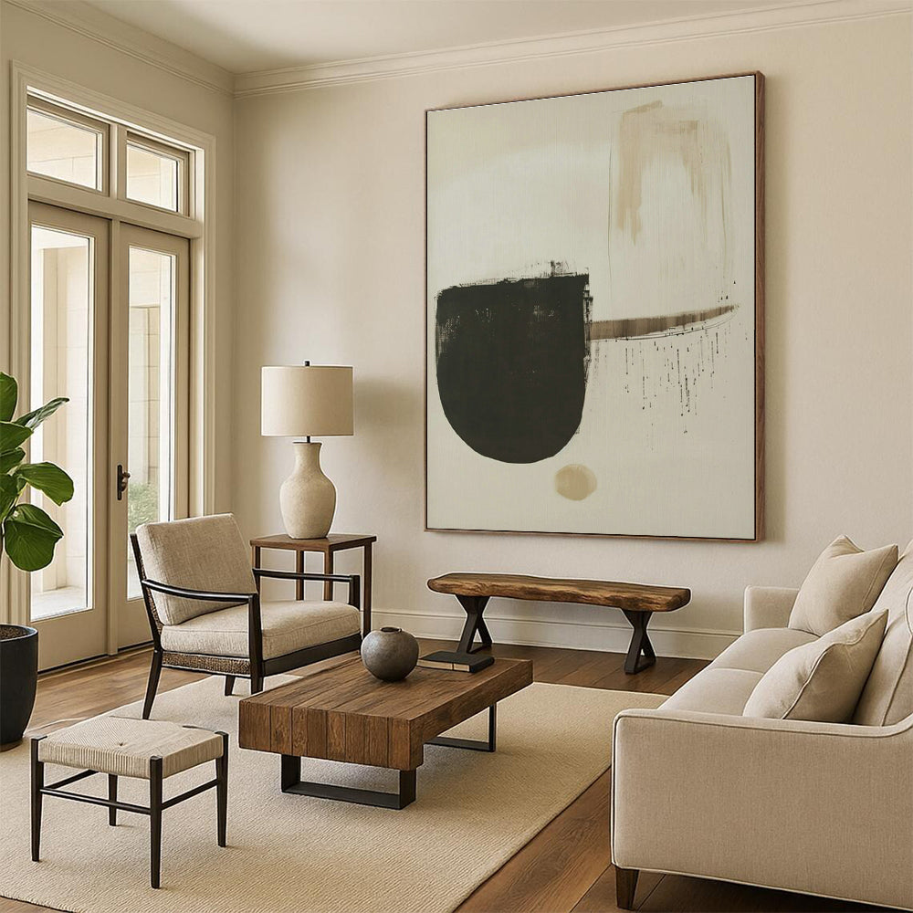 Black - Brown Minimalist Abstract Art for Industrial - Chic Loft & Art - Focused Library DLZ1832