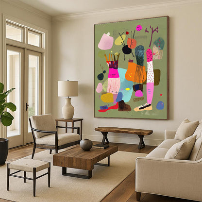 Abstract Shapes on Green for Modern Eco - Friendly Home & Nature - Themed Art Gallery STSC972