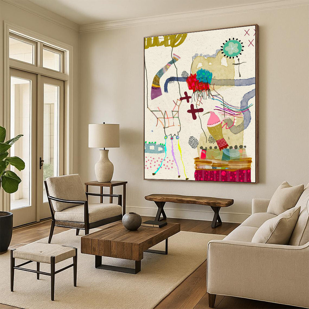 Whimsical Collage Art for Kids' Playroom Creativity Zones DLZ0161