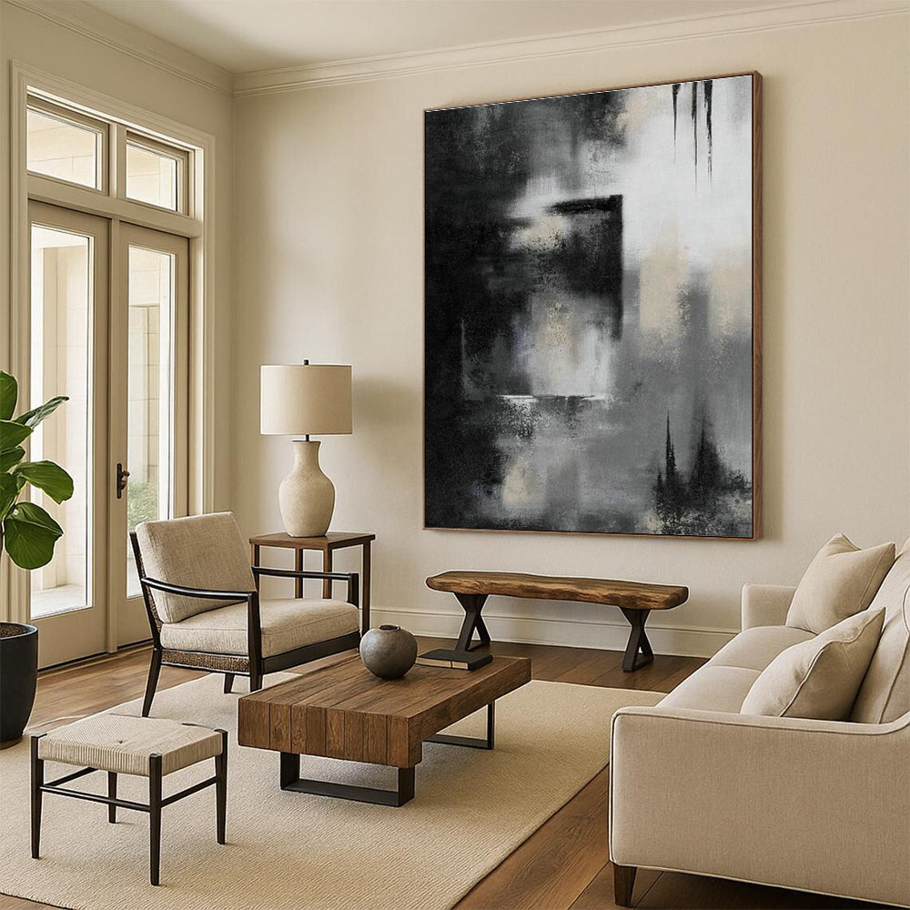 Black - White Abstract Art for Industrial Office Reception Areas DLZ0076