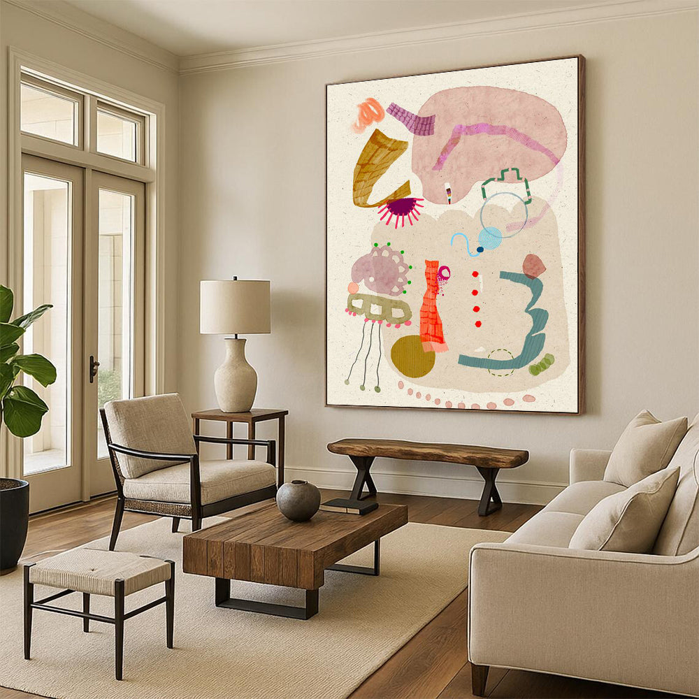Collage - Style Abstract Art for Bohemian Home Study Nooks DLZ0078