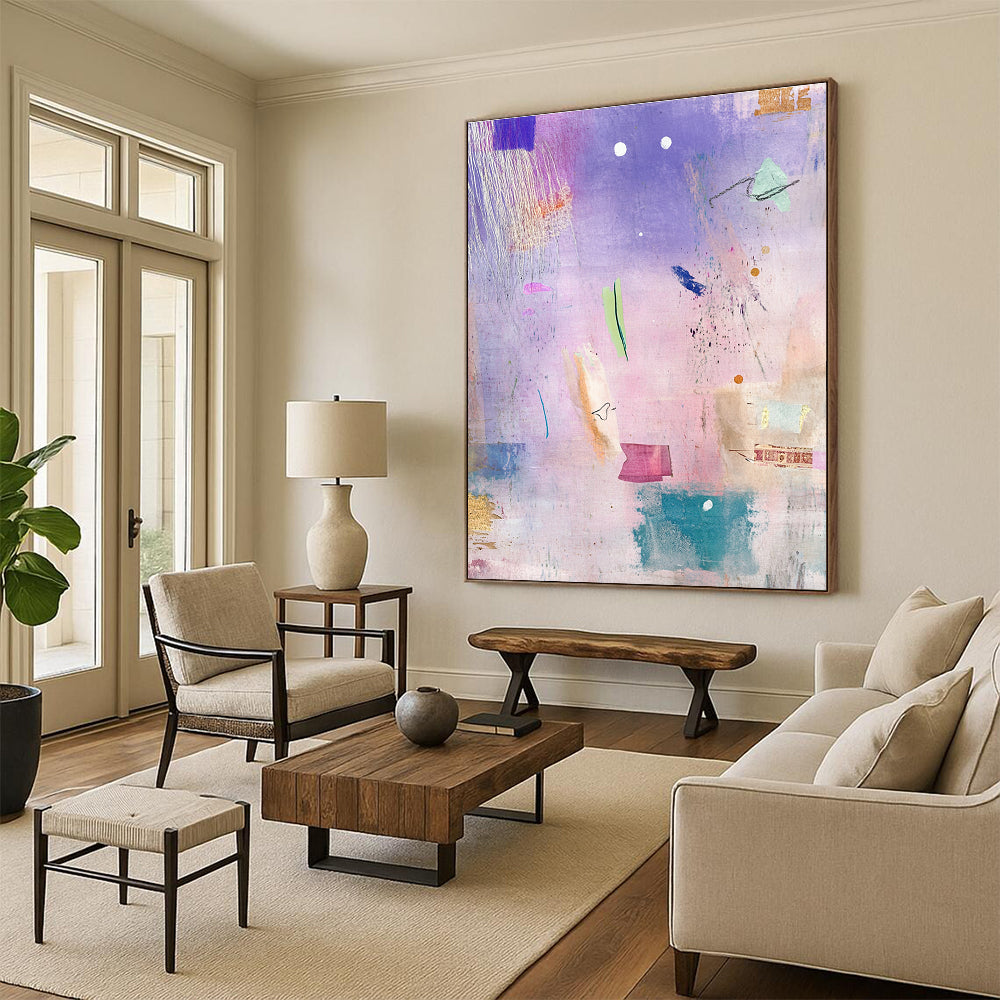 Pastel Abstract Collage for Feminine - Inspired Nursery & Whimsical Café STSC605
