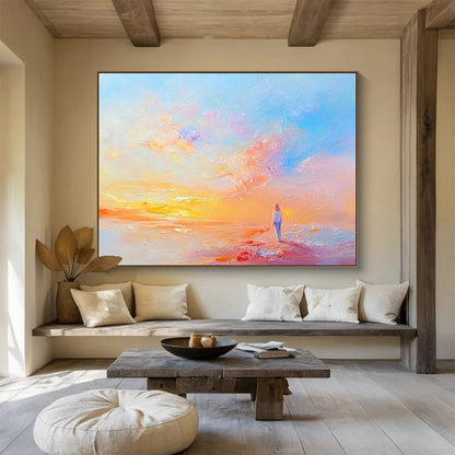 Solitary Figure at Sunset Art for Coastal Home Bedroom & Romantic Restaurant SC281