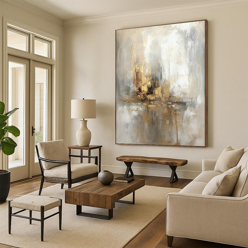 Gold - Gray Abstract for Luxury Hotel Ballroom & Glamorous Home Dining Room DLZ0894