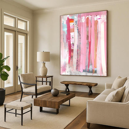 Pink Collage Strips Art for Fashion - Forward Boutique & Eclectic Home Entryway STSC1407