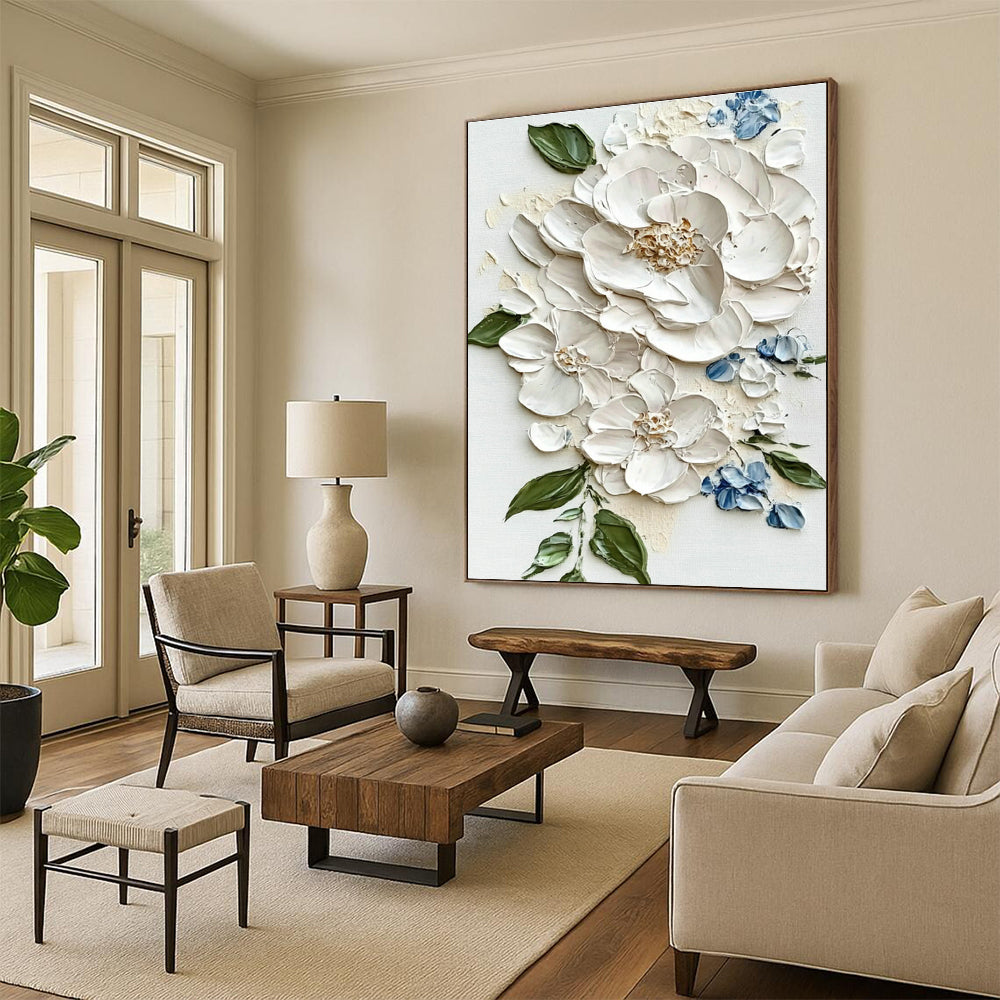 White and Blue Flower Art for Shabby - Chic Nursery & Afternoon Tea Salon DLZ1395