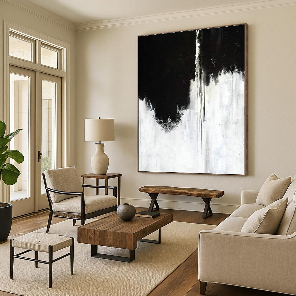 Black - White Drip Art for Contemporary Living Room & Art Gallery DLZ2053