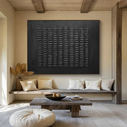 Black Textured Abstract Art for Industrial - Style Lounges DLZ2473