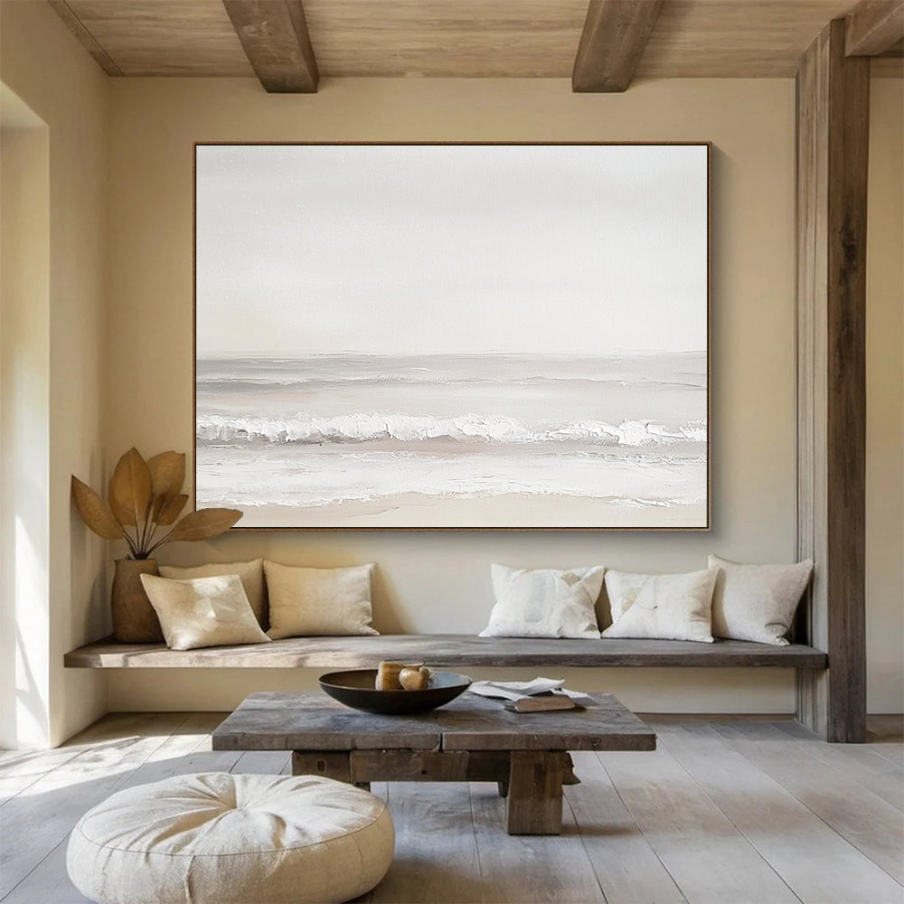 Serene Gray Beach Art for Coastal Home Bedroom & Spa Retreat SC502