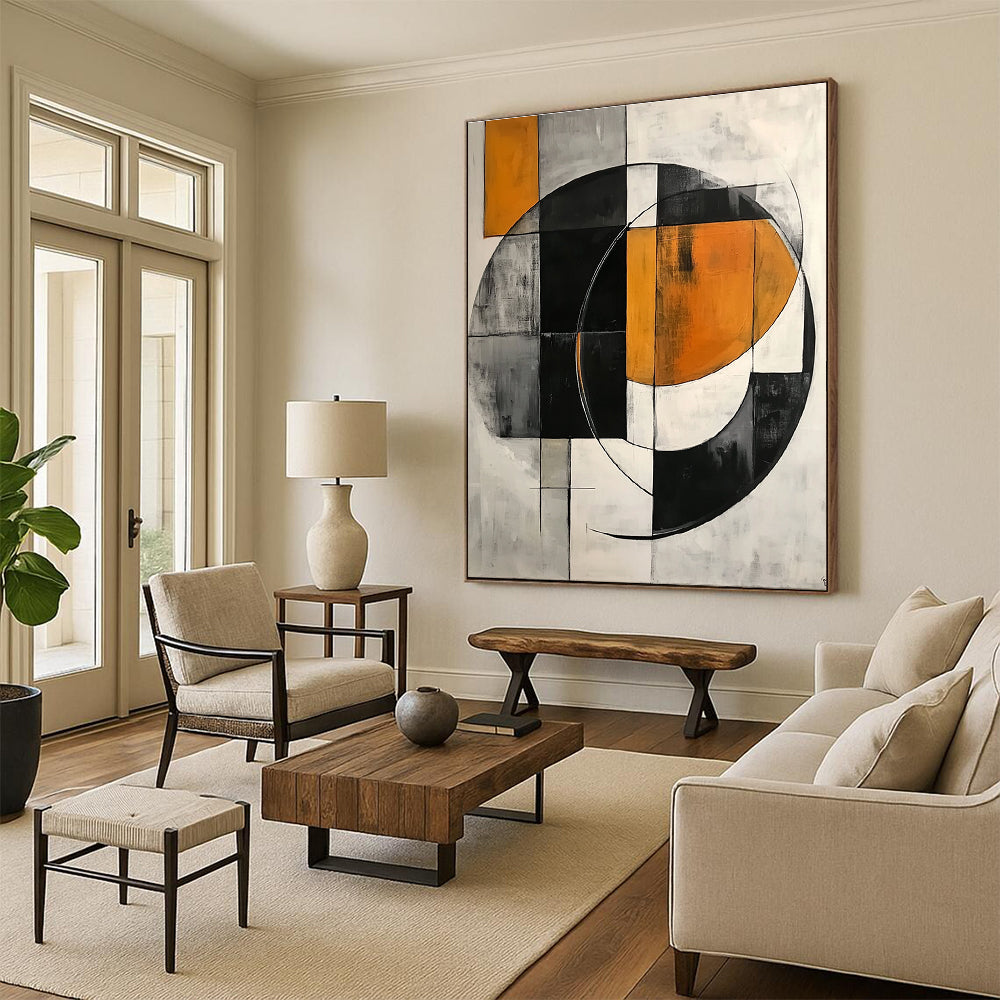 Orange - Accented Geometric Circle for Creative Studio & Contemporary Art Gallery STSC221