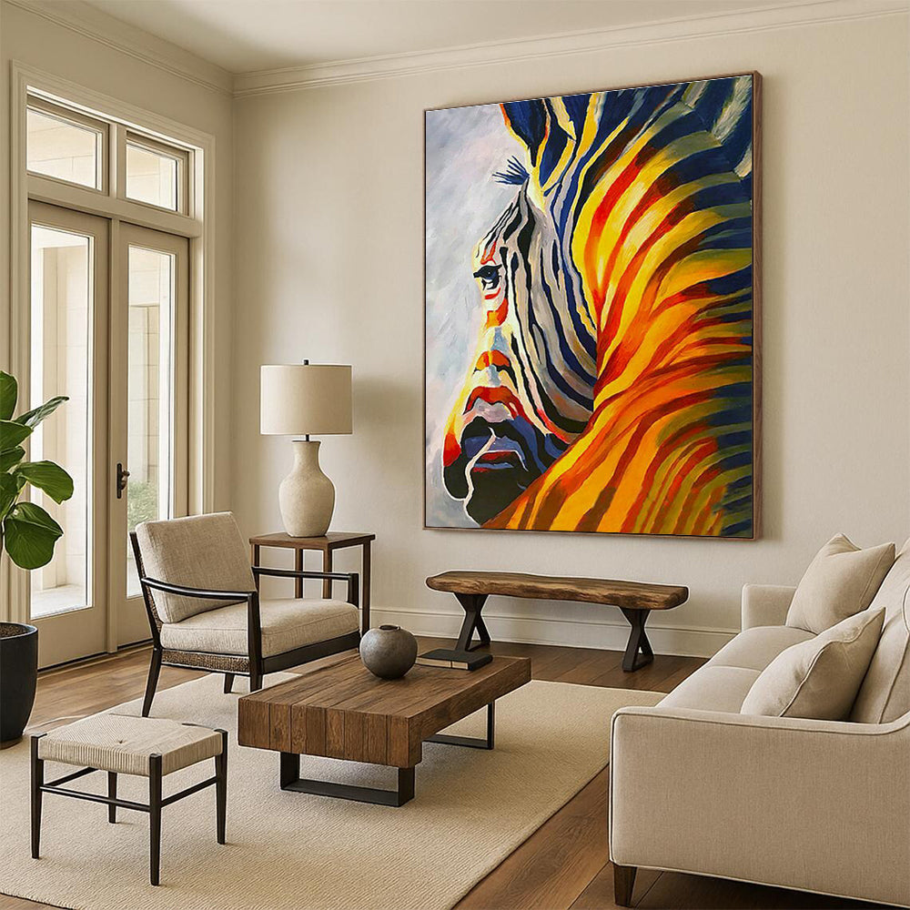 Colorful Zebra Portrait Art for Vibrant Kids' Room & Art - Eclectic Home DLZ2128