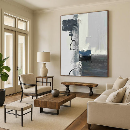 Gray - Blue Abstract Art for Modern Office & Minimalist Home DLZ0800