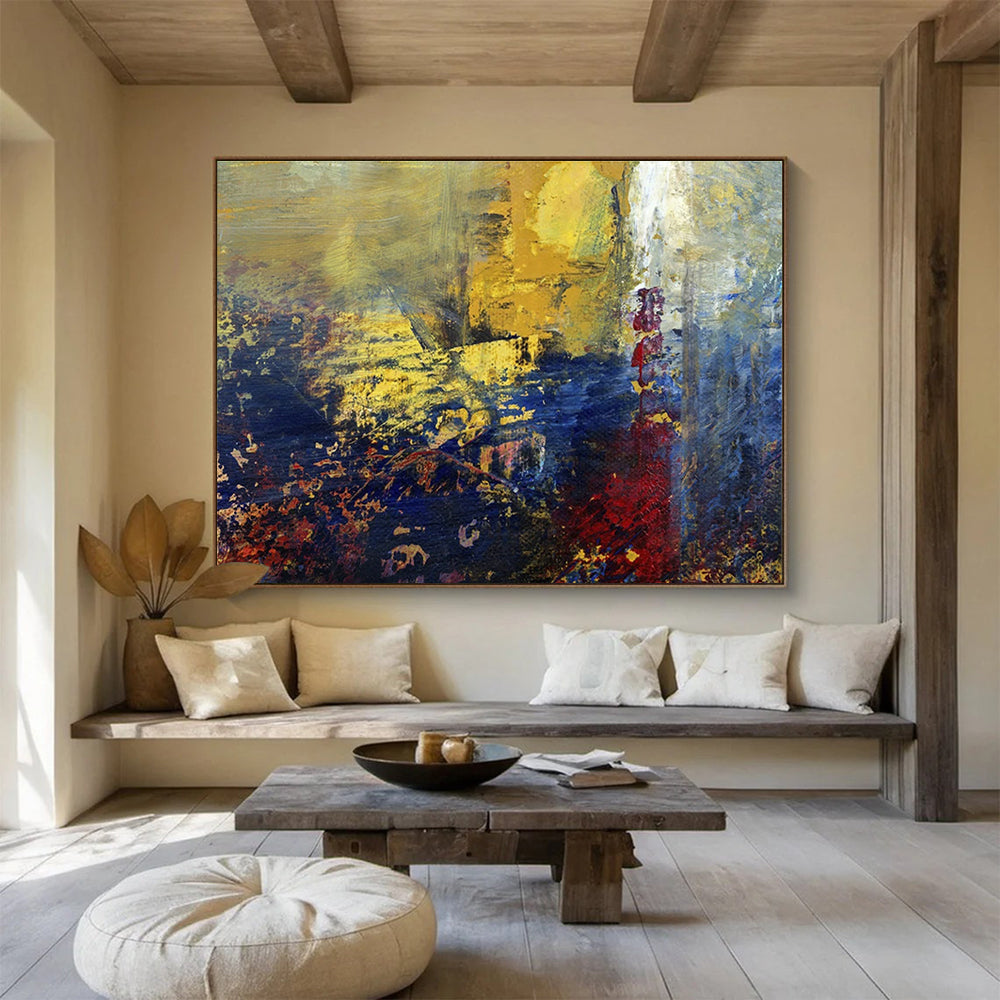 Bold Yellow - Blue - Red Abstract Art for Dynamic Startup Workspaces DLZ3106