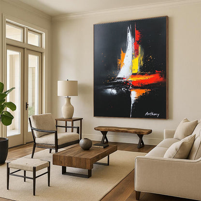 Night Sail Art for Nautical - Themed Bar & Luxury Yacht Club STSC815