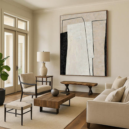 Black - White Geometric Art for Minimalist Living Room & Art Gallery DLZ2041