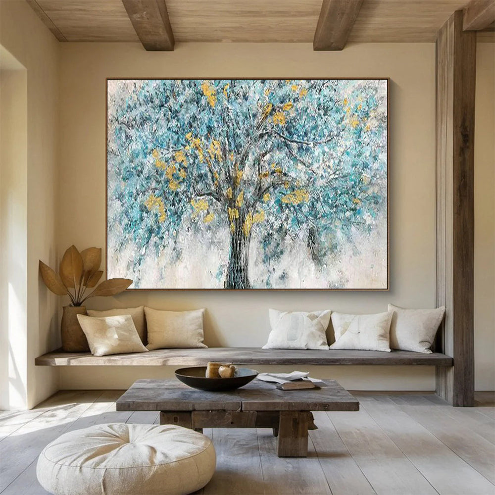Blue - Gold Tree Art for Bohemian - Style Home Office Creative Corners DLZ3273