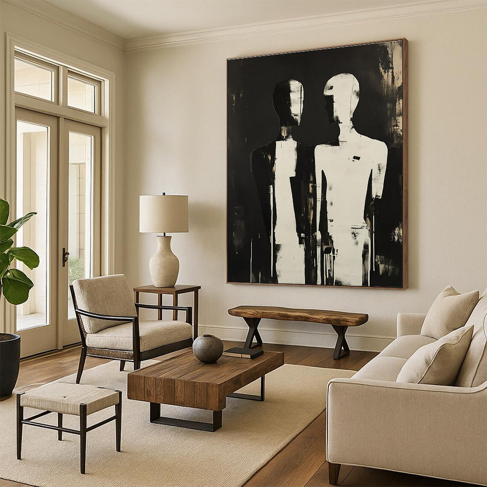 Silhouetted Figures in Black and White for Thoughtful Counseling Office & Avant - Garde Home STSC908
