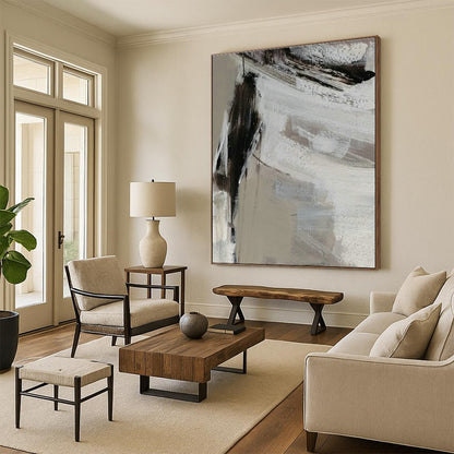 Minimalist Grey Abstract Art for Modern Office & Neutral - Toned Bedroom DLZ1311