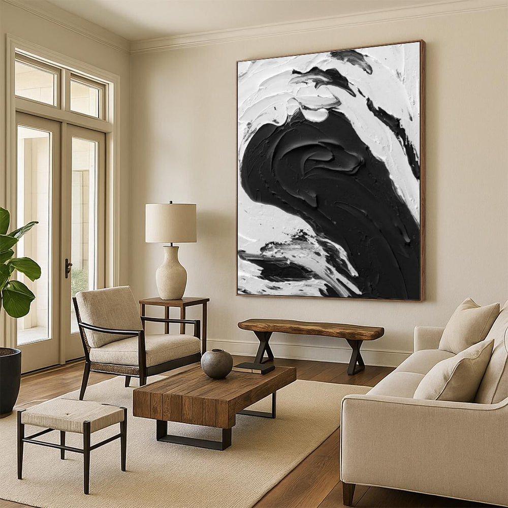 Black - White Dynamic Texture Art for Contemporary Art Space & Fashion Boutique DLZ2379