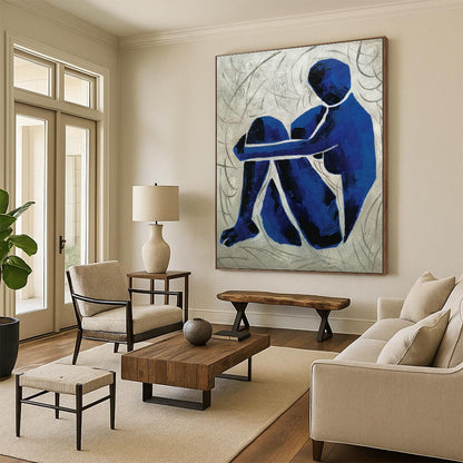 Blue Abstract Figure Art for Wellness Center & Contemporary Home Office DLZ1792