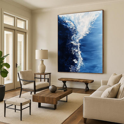 Textured Blue Ocean Waves for Nautical Restaurant & Coastal Home Office STSC348