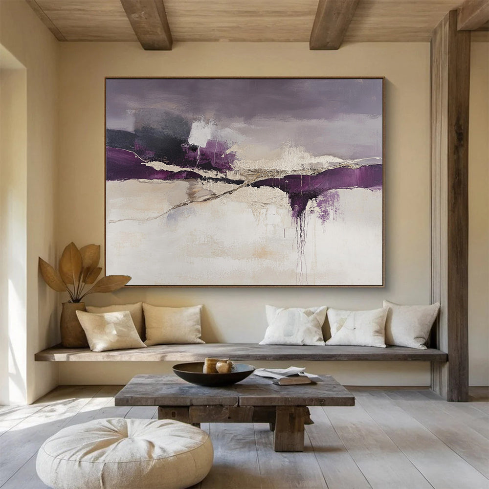 Purple and Gray Abstract Art for Modern Bedroom & Artistic Lounge SC316