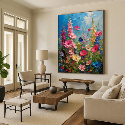 Vivid Wildflower Field Art for Garden Pavilion & Bedroom DLZ2294