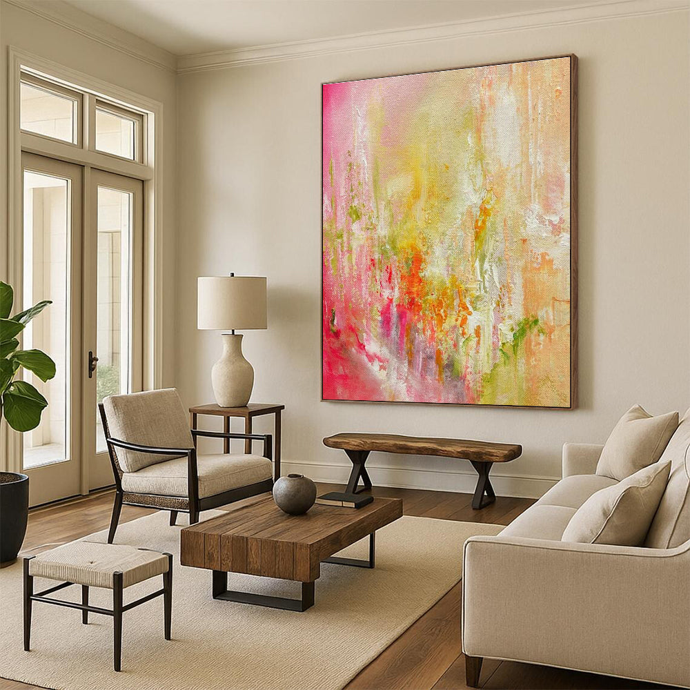 Pink - Yellow Abstract Art for Home Nursery Play Zones DLZ0055