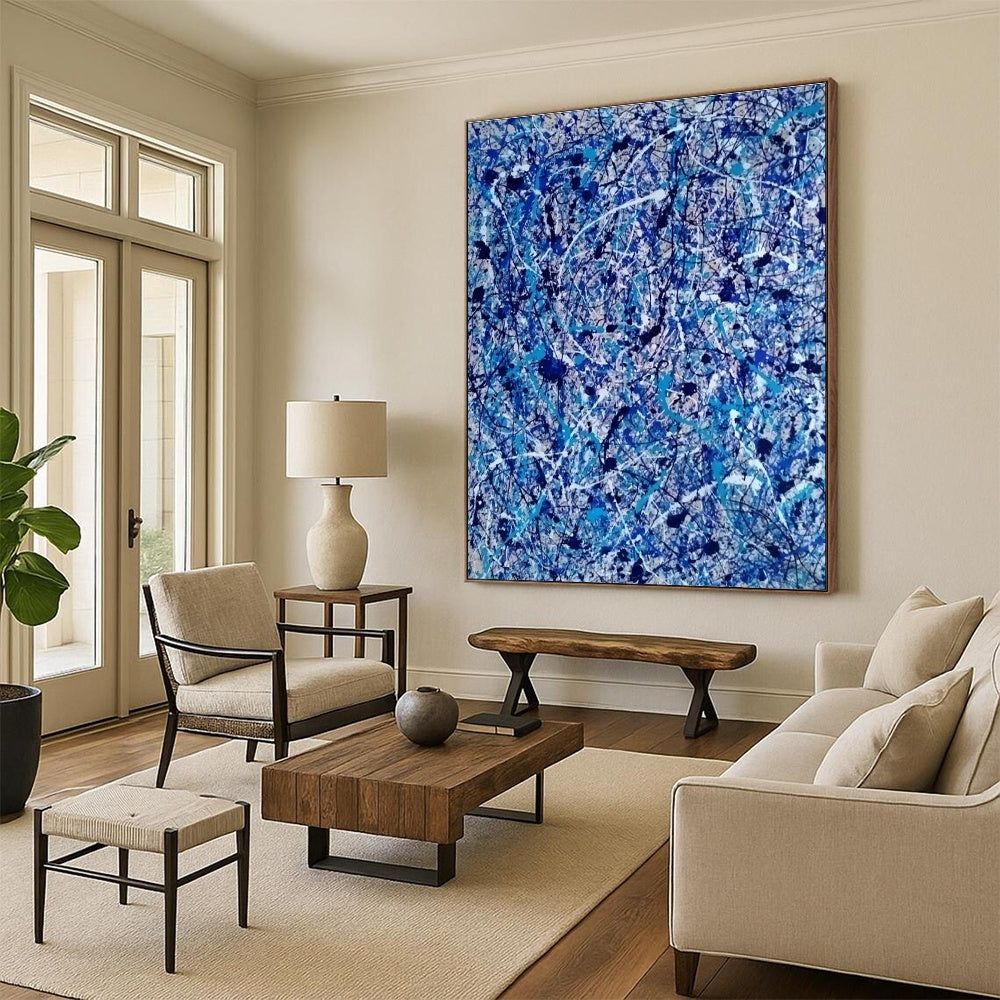 Blue Splash Abstract Art for Modern Office Lobby & Art - Inspired Café DLZ2260