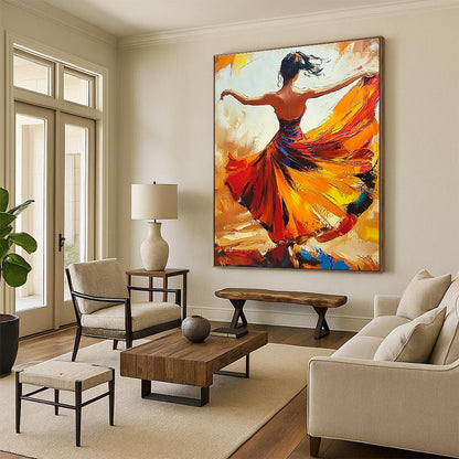 Dancing Woman in Colorful Dress for Dance Studio Performance Area & Vibrant Home Living Room STSC174