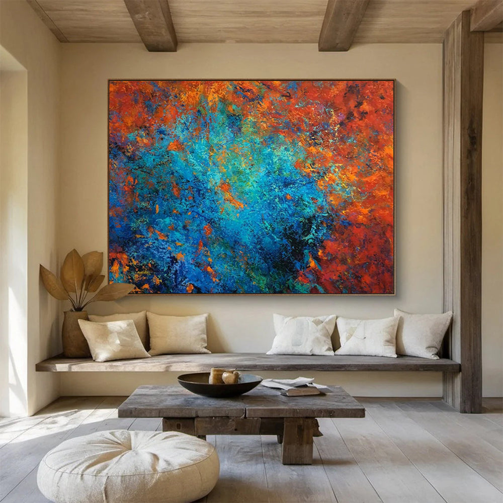 Orange - Blue Contrast Abstract Art for Vibrant Retail Storefronts DLZ3107