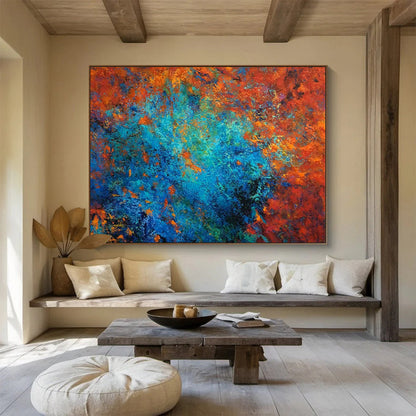 Orange - Blue Contrast Abstract Art for Vibrant Retail Storefronts DLZ3107