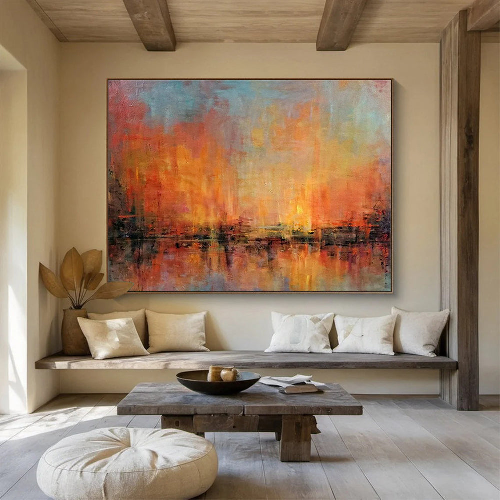 Orange - Red Sunset Abstract Art for Relaxing Balcony DLZ2770