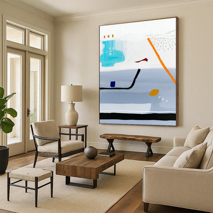 Light Blue Color Abstract Art for Coastal - Themed Restaurant & Home Balcony DLZ1105