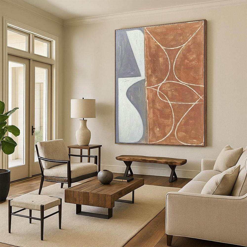 Brown - Gray Line Abstract Art for Mid - Century Home & Design Studio DLZ1145