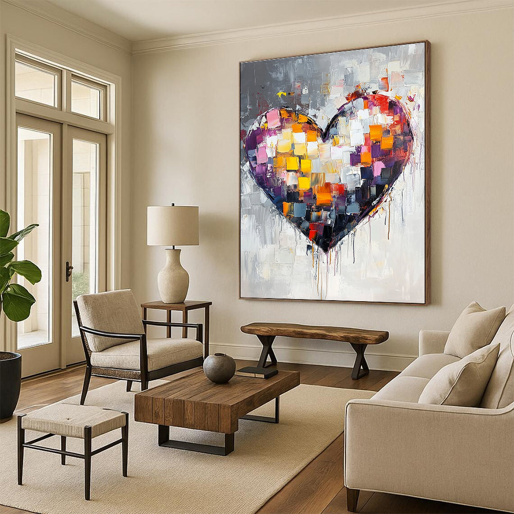 Vibrant Colorful Heart Art for Bedroom & Café STSC071