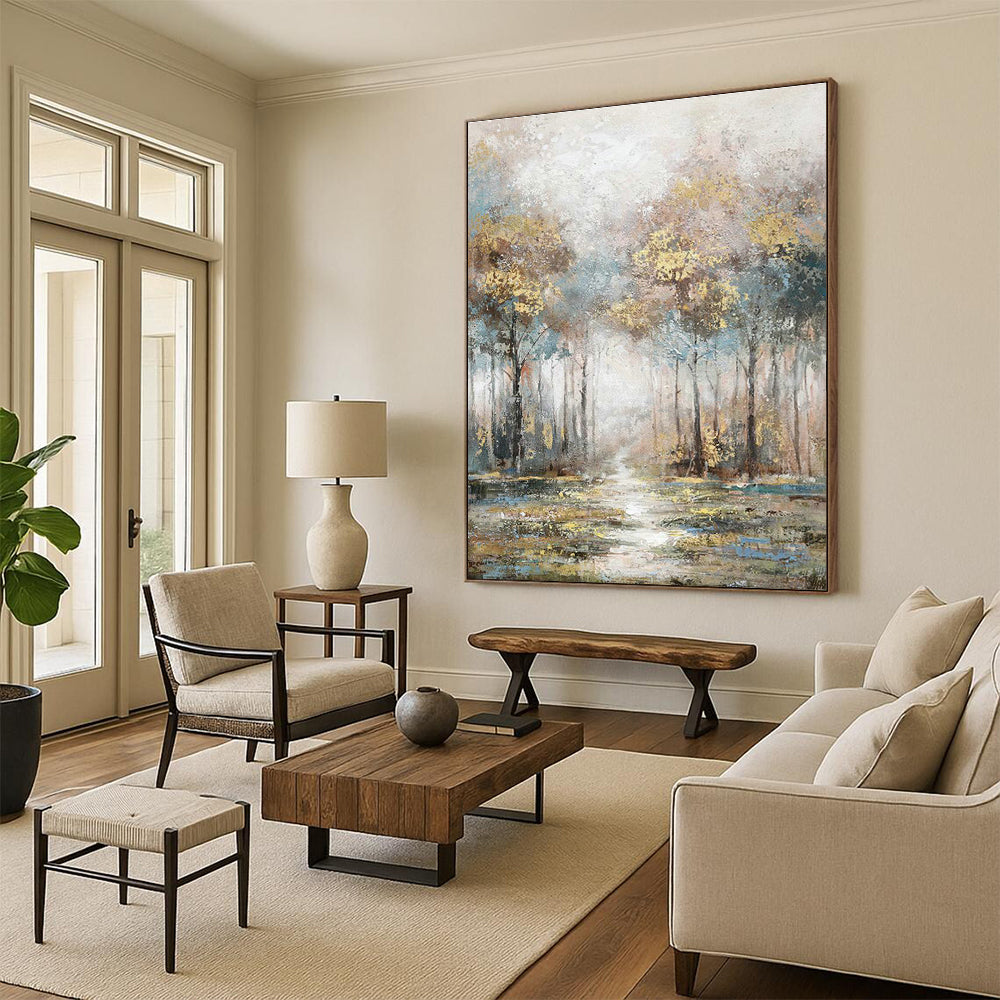 Misty Forest Path Art for Rustic Cabin Bedroom & Meditation Space DLZ2133