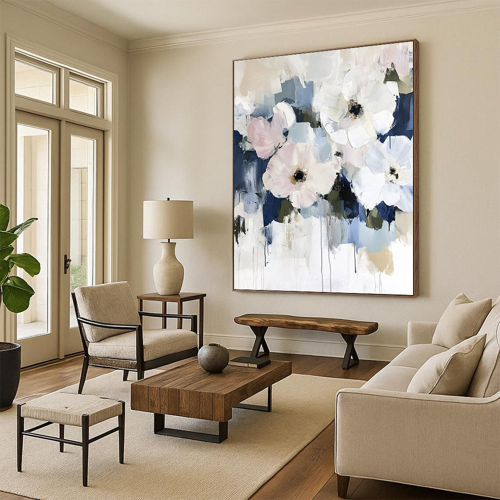 Artistic Blue - Background Flower Art for Art Gallery & Office Lounge STSC056