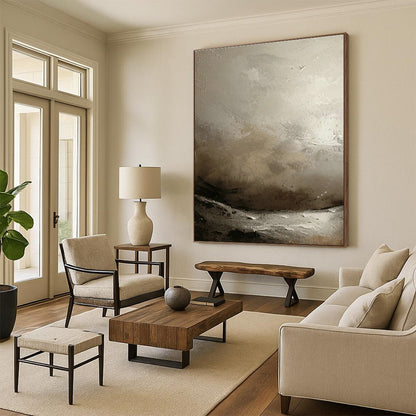 Monochrome Coastal Abstract for Nautical - Themed Bookstore & Minimalist Beach House DLZ0872