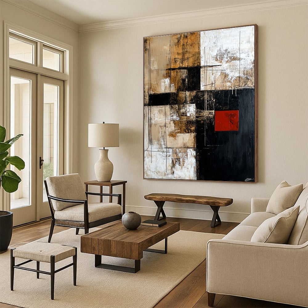Brown and Black Geometric Abstract for Industrial - Style Loft & Contemporary Art Gallery STSC391