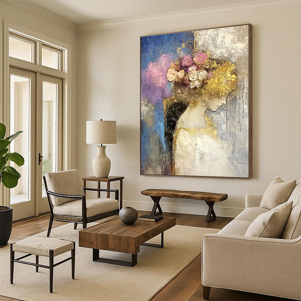 Woman with Floral Golden Headdress for Bohemian Bridal Suite & Art Gallery Exhibition STSC173