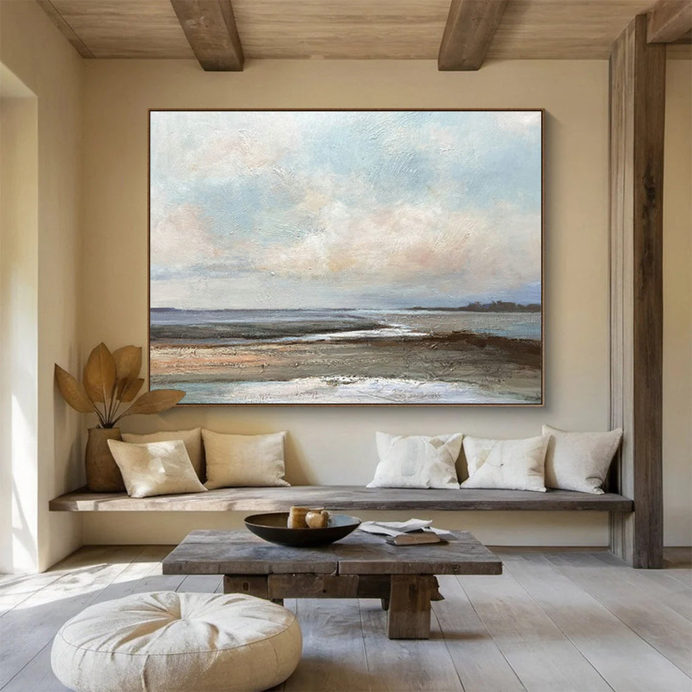 Soft - Colored Seaside Landscape Art for Beachfront Hotel Spa Lounges DLZ3139