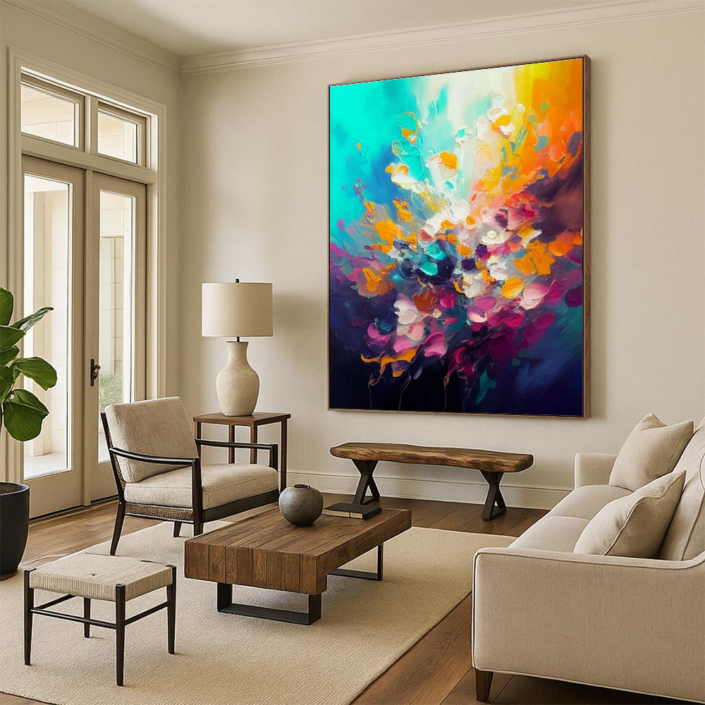 Colorful Burst Abstract Art for Modern Living Room & Art Gallery Exhibition DLZ1810