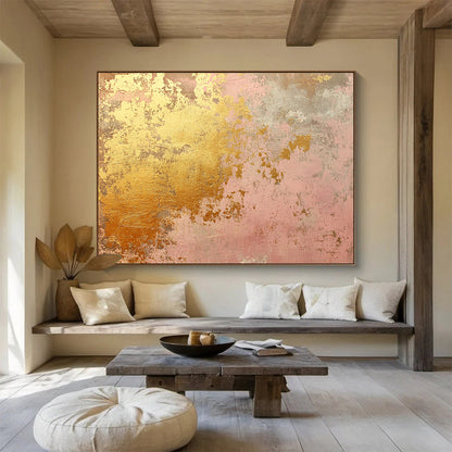 Pink & Gold Textured Art for Elegant Bedroom & Luxury Spa SC480