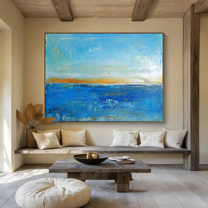 Blue - Orange Sea Abstract Art for Seaside Resort & Meditation Space SC034