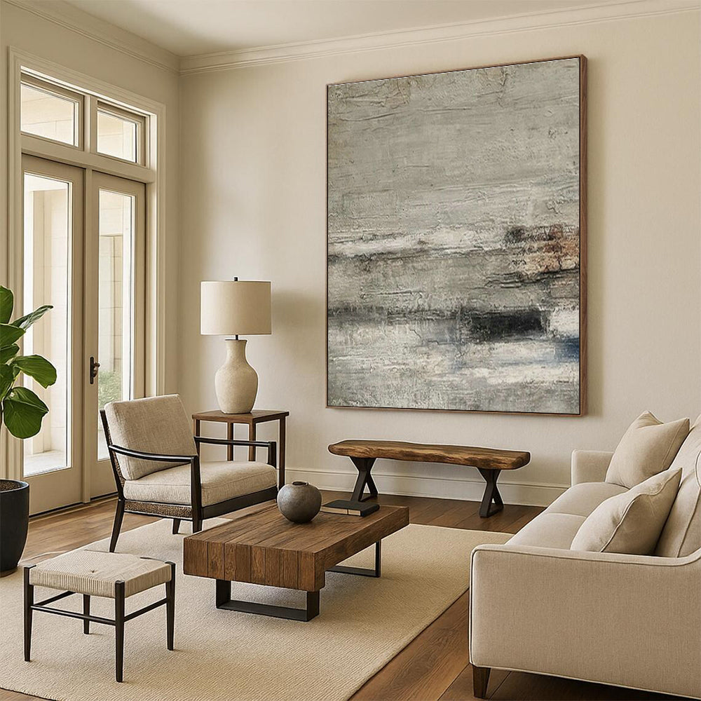 Gray - White - Brown Textured Art for Rustic Restaurant & Art - Themed Hotel DLZ1872