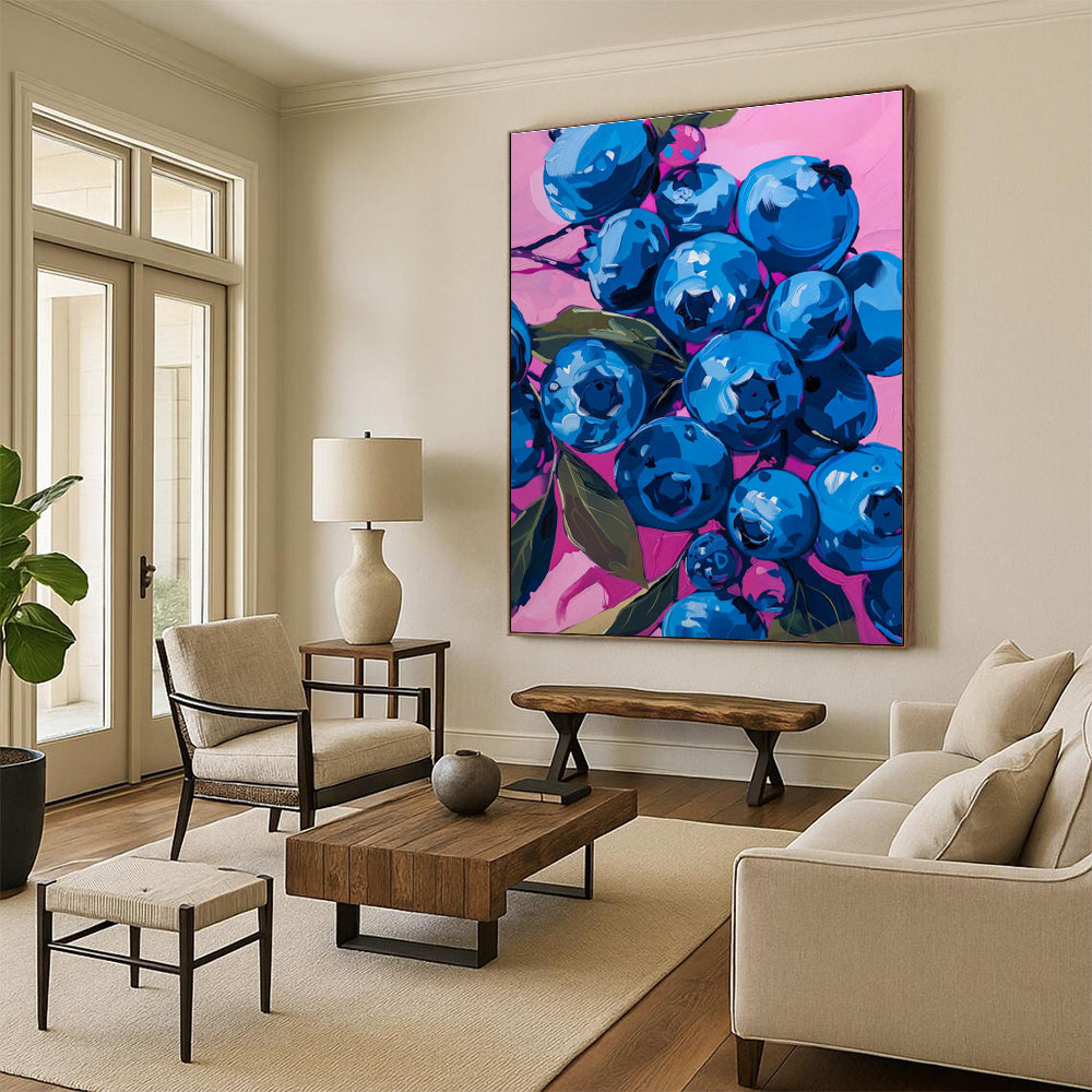 Realistic Blueberry Oil Painting for Fruit Shop & Gourmet Kitchen DLZ0653