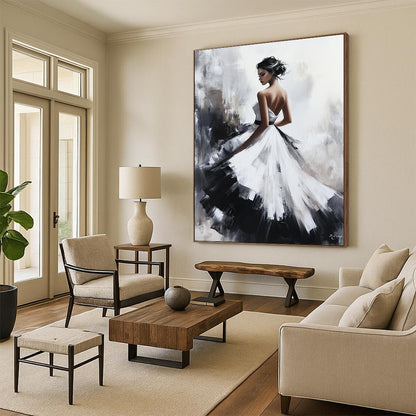 Elegant Woman in White Gown Art for Luxury Bridal Boutique & Romantic Bedroom STSC1363